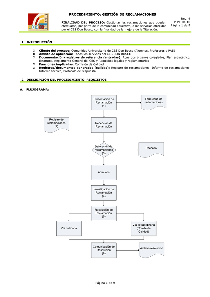 procedimiento gestión de reclamaciones