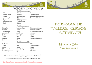 PROGRAMA DE TALLERS, CURSOS I ACTIVITATS
