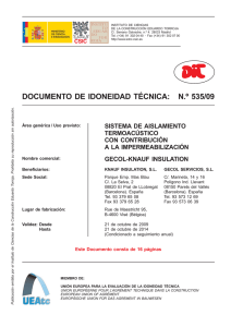 documento de idoneidad técnica: n.º 535/09