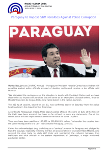 Paraguay to Impose Stiff Penalties Against Police Corruption