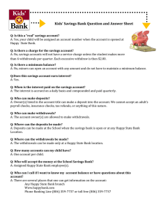 Kids` Savings Bank Question and Answer Sheet