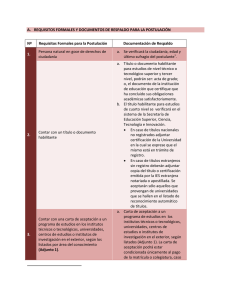 A. REQUISITOS FORMALES Y DOCUMENTOS DE RESPALDO