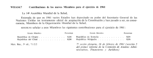 Contribuciones de los nuevos miembros para el ejercicio de 1961