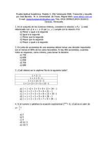 Prueba Aptitud Académica. Modelo 3. CNU Venezuela 2006