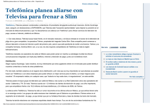 Telefónica planea aliarse con Televisa para frenar a Slim
