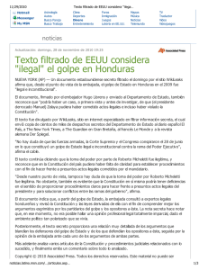(Texto filtrado de EEUU considera "ilegal" el golpe en Honduras