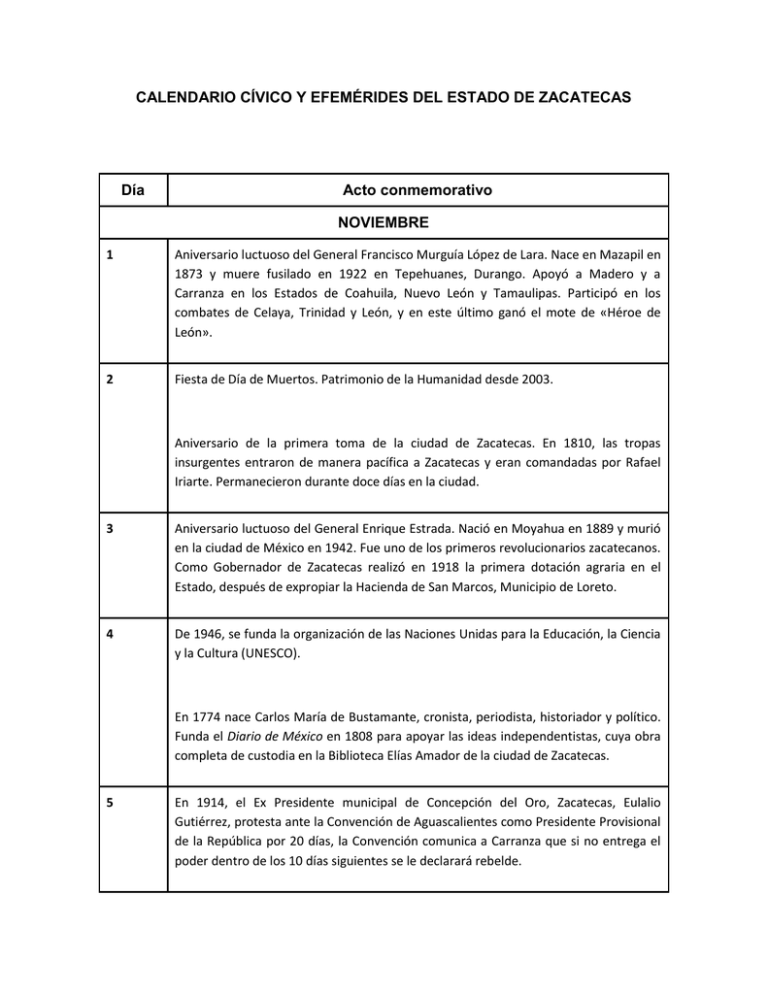 Calendario C Vico Y Efem Rides Del Estado De