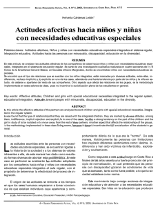 Actitudes afectivas hacia niños y niñas con necesidades educativas