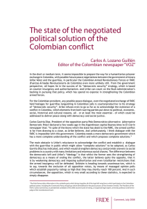 The state of the negotiated political solution of the Colombian conflict