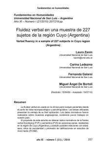 Fluidez verbal en una muestra de 227 sujetos de la región Cuyo