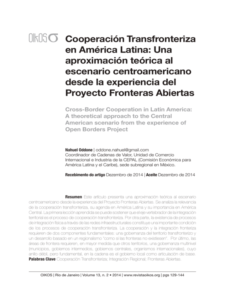 Cooperaci N Transfronteriza En Am Rica Latina Una