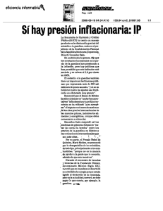 Sí hay presión inflacionaria: IP