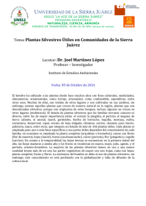 Tema: Plantas Silvestres Útiles en Comunidades de la Sierra Juárez