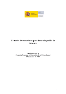 Criterios Orientadores para la catalogación de taxones