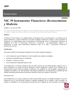 NIC 39 Instrumentos Financieros: Reconocimiento y