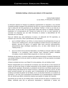 Entidades holding: criterios para deducir el IVA soportado Cristina