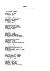 Anexo IV Lista completa de universidades españolas 1