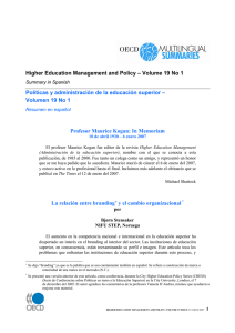 Higher Education Management and Policy – Volume 19 No