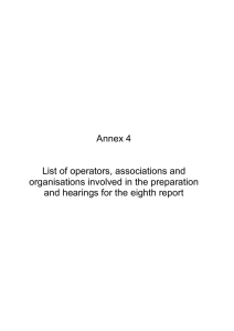 Annex 4 List of operators, associations and organisations involved