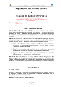 Reglamento del Archivo General Y Registro de Juicios universales