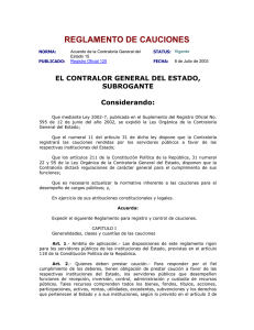 REGLAMENTO DE CAUCIONES - Contraloría General del Estado