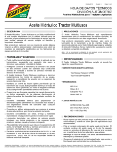 Aceite Hidráulico Tractor Multiusos