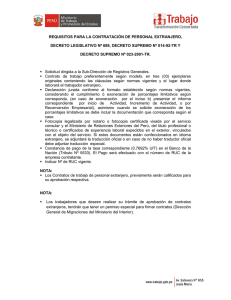 Contrato de Extranjeros. - Ministerio de Trabajo y Promoción del