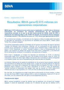 Resultados BBVA gana €2.815 millones sin