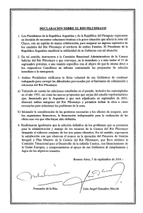 DECLARACION SOBRE EL RIO PILCOMAYO 1. Los Presidentes de