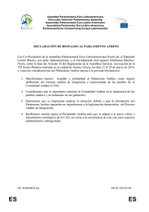 Declaración de respaldo al Parlamento Andino