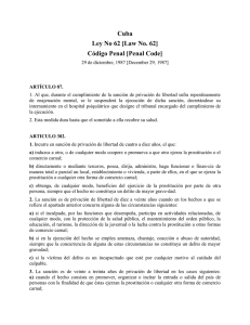 Cuba Ley No 62 [Law No. 62] Código Penal [Penal Code]