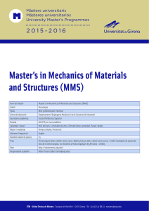 Master`s in Mechanics of Materials and Structures (MMS)