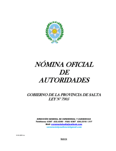 nómina oficial de autoridades - Gobierno de la Provincia de Salta