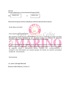 Me complace confirmar que Café El Marino, SA de CV reafirma su a