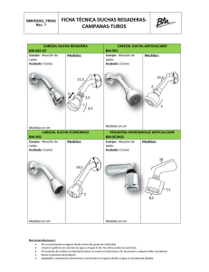 ficha técnica duchas regaderas- campanas-tubos