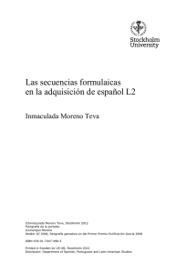 Las secuencias formulaicas en la adquisición de español L2