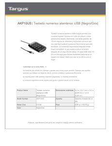 AKP10US| Teclado numerico alambrico USB [Negro/Gris]