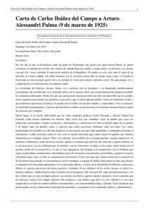 Carta de Carlos Ibáñez del Campo a Arturo Alessandri Palma (9 de