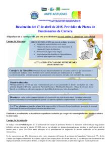 Resolución del 17 de abril de 2015, Provisión de Plazas de
