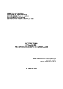informe final evaluación programa proyecto montegrande