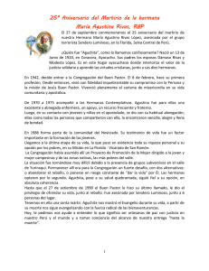 25° Aniversario del Martirio de la hermana María Agustina Rivas, RBP