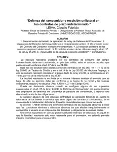 “Defensa del consumidor y rescisión unilateral en los contratos de