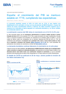 España: el crecimiento del PIB se mantuvo estable en 1T16