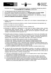 Examen Selectividad Murcia Economia 2015 junio