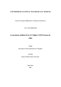 La promesa unilateral en el Código Civil Peruano de 1984