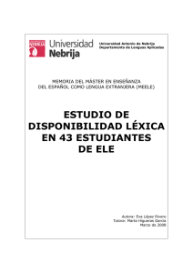 ESTUDIO DE DISPONIBILIDAD LÉXICA EN 43 ESTUDIANTES DE