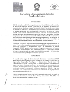 Convocatoria a Empresas Agroindustriales, Sociales y Privadas.