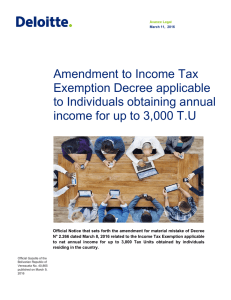 Amendment to Income Tax Exemption Decree applicable
