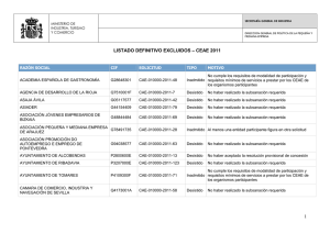 Listado Excluidos CEAE 2011 - Ministerio de Industria, Energía y