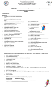Lista de útiles - Universidad Central de Venezuela